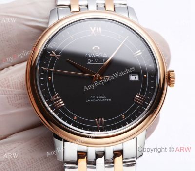 Swiss Replica Omega De Ville Quartz watch Men 39.5mm Two Tone Rose Gold